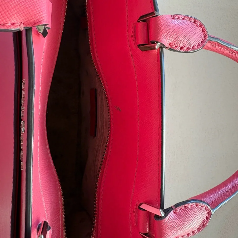 Kate Spade New York Staci Satchel Crossbody Bag Medium Size - Ruby Pink Leather